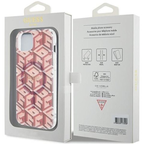 GUESS futerał do IPHONE 15 kompatybilny z MagSafe GUHMP15SHGCUSTGP (IML GCUBE) różowy