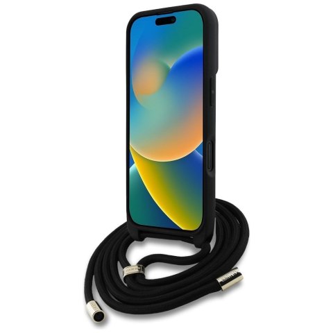 GUESS futerał do IPHONE 16 GUHCP16SP4GMGCRK (CBDY PU 4G Big Logo W/Cord Strap) czarny