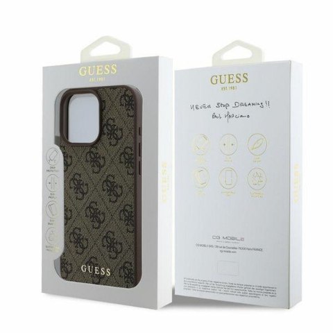 GUESS futerał do IPHONE 16 Pro GUHCP16LG4GFBR (PU 4G Classic) brązowy