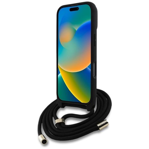 GUESS futerał do IPHONE 16 Pro Max GUHCP16XP4GMGCRK (CBDY PU 4G Big Logo W/Cord Strap) czarny