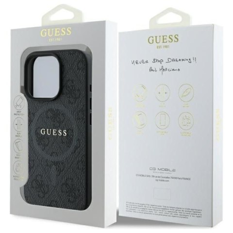 GUESS futerał do IPHONE 16 Pro Max kompatybilny z MagSafe GUHMP16XG4GFRK (PU 4G Ring Classic Logo) czarny