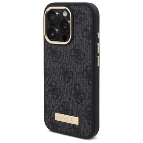 GUESS futerał do IPHONE 16 Pro Max kompatybilny z MagSafe GUHMP16XU4GPRK (PU 4G Logo Plate) czarny