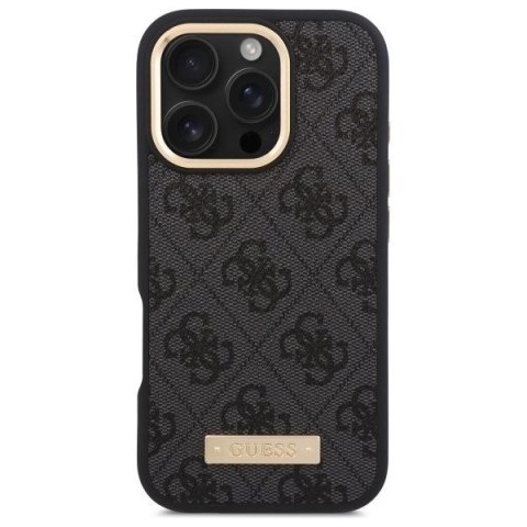 GUESS futerał do IPHONE 16 Pro Max kompatybilny z MagSafe GUHMP16XU4GPRK (PU 4G Logo Plate) czarny