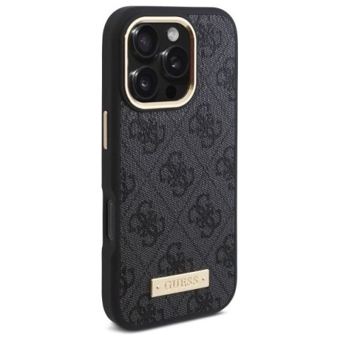 GUESS futerał do IPHONE 16 Pro Max kompatybilny z MagSafe GUHMP16XU4GPRK (PU 4G Logo Plate) czarny
