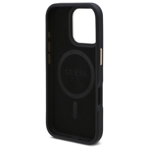 GUESS futerał do IPHONE 16 Pro Max kompatybilny z MagSafe GUHMP16XU4GPRK (PU 4G Logo Plate) czarny