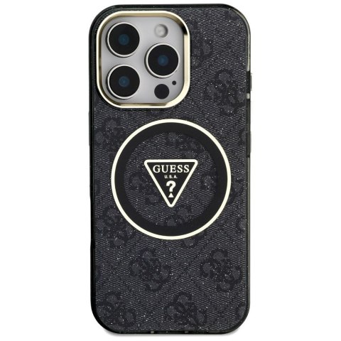 GUESS futerał do IPHONE 16 Pro kompatybilny z MagSafe GUHMP16LHG4PRTGK (IML Metal Glitter 4G Circle Triangle) czarny