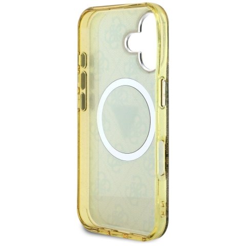 GUESS futerał do IPHONE 16 kompatybilny z MagSafe GUHMP16SHG4PRTGW (IML Metal Glitter 4G Circle Triangle) brązowy