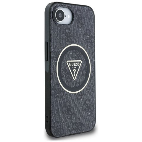 GUESS futerał do IPHONE 16e (SE 4 2025) kompatybilny z MagSafe GUHMPSE4HG4PRTGK (IML Metal Glitter 4G Circle Triangle) czarny