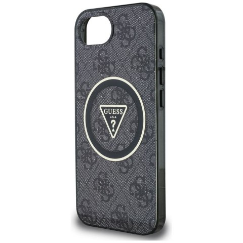 GUESS futerał do IPHONE 16e (SE 4 2025) kompatybilny z MagSafe GUHMPSE4HG4PRTGK (IML Metal Glitter 4G Circle Triangle) czarny