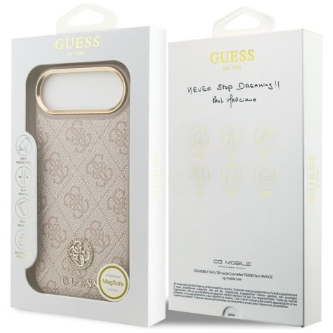 GUESS futerał do IPHONE 17 Air kompatybilny z MagSafe GUHMP17MP4GRMDEP (PU W/ 4G Strass Logo) różowy