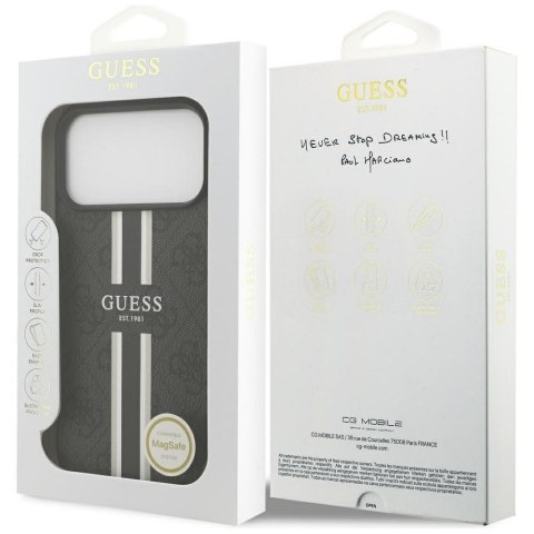GUESS futerał do IPHONE 17 Pro Max kompatybilny z MagSafe GUHMP17XP4RPSK (4G Printed Stripes) czarny