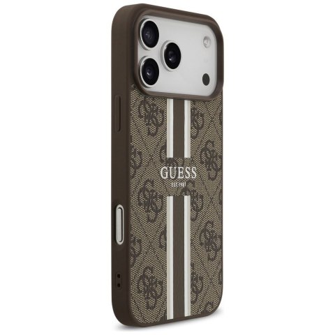 GUESS futerał do IPHONE 17 Pro Max kompatybilny z MagSafe GUHMP17XP4RPSW (4G Printed Stripes) brązowy
