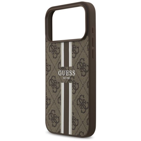 GUESS futerał do IPHONE 17 Pro Max kompatybilny z MagSafe GUHMP17XP4RPSW (4G Printed Stripes) brązowy