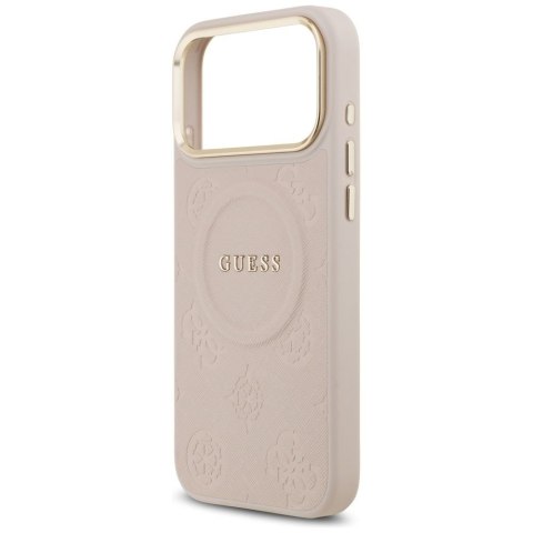 GUESS futerał do IPHONE 17 Pro Max kompatybilny z MagSafe GUHMP17XPSAMSECP (PU W/ Peony Hot Stamp) różowy