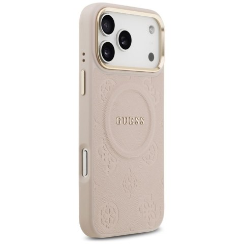 GUESS futerał do IPHONE 17 Pro Max kompatybilny z MagSafe GUHMP17XPSAMSECP (PU W/ Peony Hot Stamp) różowy
