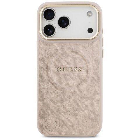 GUESS futerał do IPHONE 17 Pro Max kompatybilny z MagSafe GUHMP17XPSAMSECP (PU W/ Peony Hot Stamp) różowy
