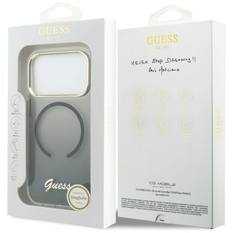 GUESS futerał do IPHONE 17 Pro kompatybilny z MagSafe GUHMP17L5HTGMCSK (IML Gradient Script Metal) czarny