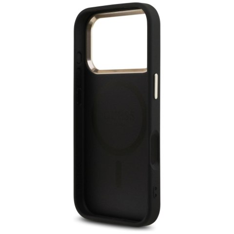 GUESS futerał do IPHONE 17 Pro kompatybilny z MagSafe GUHMP17LP4GTDGMK (4G PU W/ Triangle Logo) złoto czarny