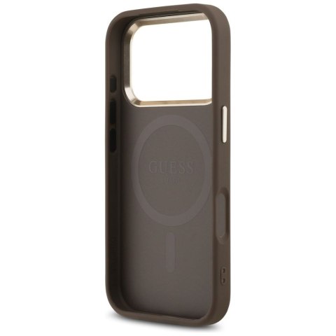 GUESS futerał do IPHONE 17 Pro kompatybilny z MagSafe GUHMP17LP4GTDGMW (4G PU W/ Triangle Logo) złoto brązowy