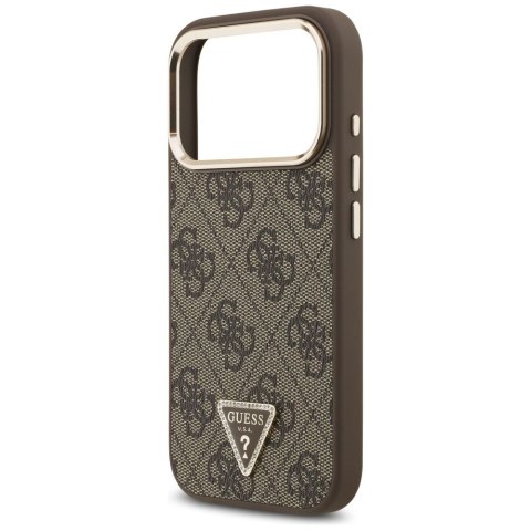 GUESS futerał do IPHONE 17 Pro kompatybilny z MagSafe GUHMP17LP4GTDGMW (4G PU W/ Triangle Logo) złoto brązowy