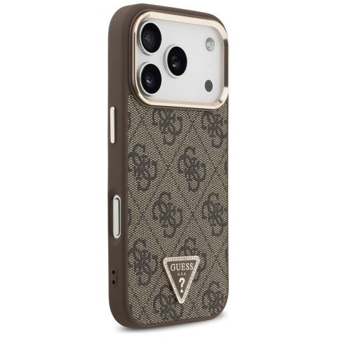 GUESS futerał do IPHONE 17 Pro kompatybilny z MagSafe GUHMP17LP4GTDGMW (4G PU W/ Triangle Logo) złoto brązowy