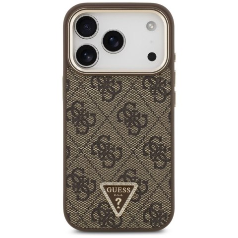 GUESS futerał do IPHONE 17 Pro kompatybilny z MagSafe GUHMP17LP4GTDGMW (4G PU W/ Triangle Logo) złoto brązowy