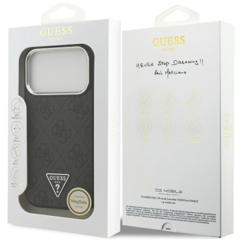 GUESS futerał do IPHONE 17 Pro kompatybilny z MagSafe GUHMP17LP4TSRCMK (PU 4G W/Triangle Logo SL) czarny