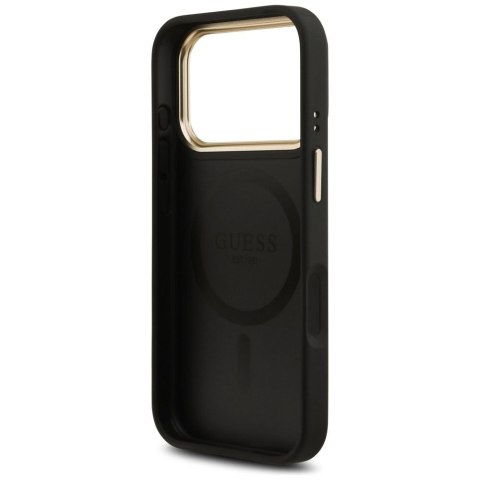 GUESS futerał do IPHONE 17 Pro kompatybilny z MagSafe GUHMP17LPG4SEMCK (PU W/ 4G Stripe) czarny