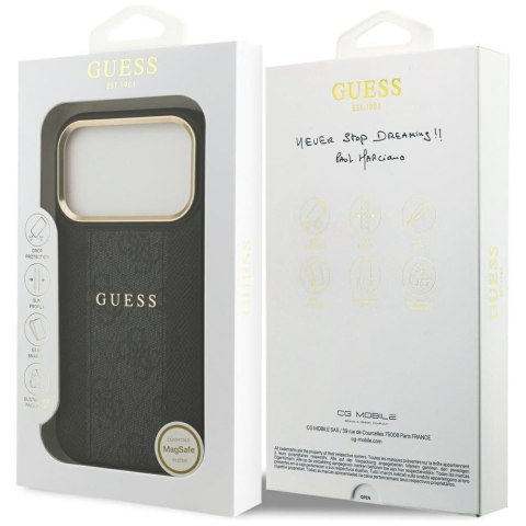 GUESS futerał do IPHONE 17 Pro kompatybilny z MagSafe GUHMP17LPG4SEMCK (PU W/ 4G Stripe) czarny