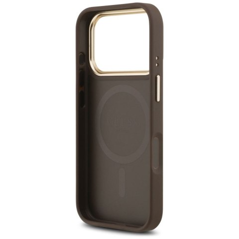 GUESS futerał do IPHONE 17 Pro kompatybilny z MagSafe GUHMP17LPG4SEMCW (PU W/ 4G Stripe) brązowy