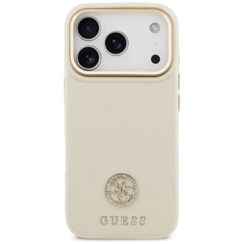 GUESS futerał do IPHONE 17 Pro kompatybilny z MagSafe GUHMP17LPGCRMDEE (PU W/ Grained Strass Logo) beżowy