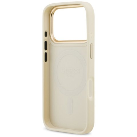 GUESS futerał do IPHONE 17 Pro kompatybilny z MagSafe GUHMP17LPGCRMDEE (PU W/ Grained Strass Logo) beżowy