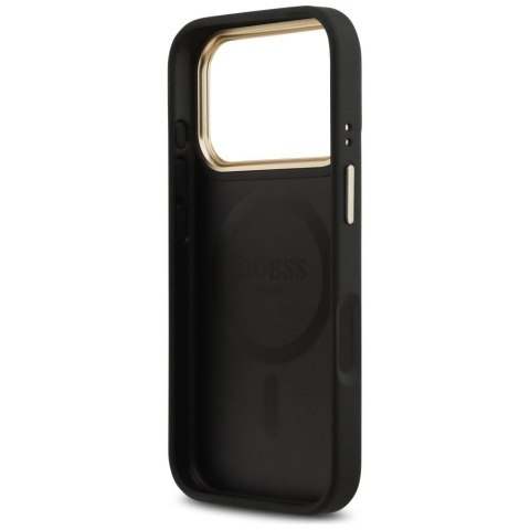 GUESS futerał do IPHONE 17 Pro kompatybilny z MagSafe GUHMP17LPSAMSECK (PU W/ Peony Hot Stamp) czarny