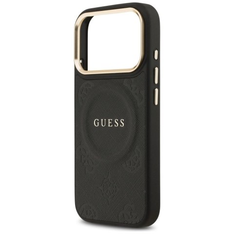 GUESS futerał do IPHONE 17 Pro kompatybilny z MagSafe GUHMP17LPSAMSECK (PU W/ Peony Hot Stamp) czarny