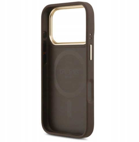 GUESS futerał do IPHONE 17 Pro kompatybilny z MagSafe GUHMP17LPSAMSECW (PU W/ Peony Hot Stamp) brązowy