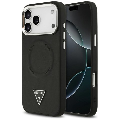GUESS futerał do IPHONE 17 Pro kompatybilny z MagSafe GUHMP17LPSDTSCMK (PU W/ Triangle Logo) czarny