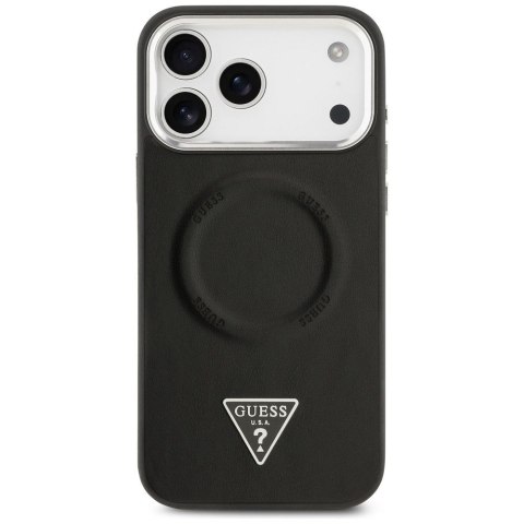 GUESS futerał do IPHONE 17 Pro kompatybilny z MagSafe GUHMP17LPSDTSCMK (PU W/ Triangle Logo) czarny
