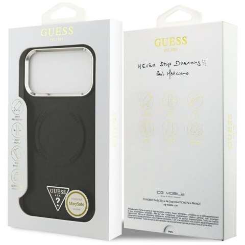 GUESS futerał do IPHONE 17 Pro kompatybilny z MagSafe GUHMP17LPSDTSCMK (PU W/ Triangle Logo) czarny