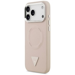 GUESS futerał do IPHONE 17 Pro kompatybilny z MagSafe GUHMP17LPSDTSCMP (PU W/ Triangle Logo) różowy