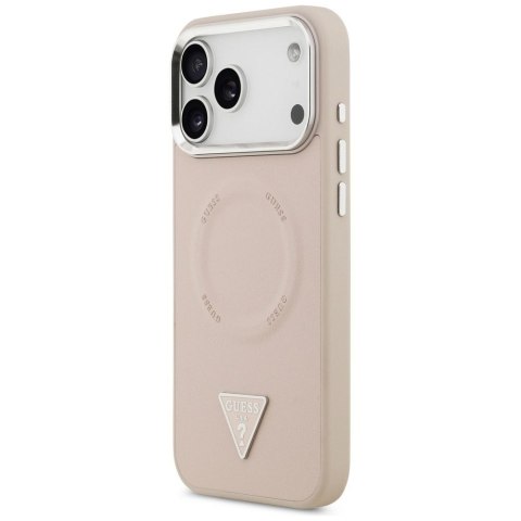 GUESS futerał do IPHONE 17 Pro kompatybilny z MagSafe GUHMP17LPSDTSCMP (PU W/ Triangle Logo) różowy