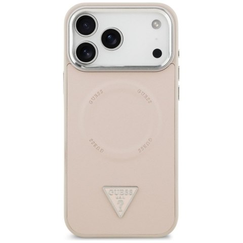 GUESS futerał do IPHONE 17 Pro kompatybilny z MagSafe GUHMP17LPSDTSCMP (PU W/ Triangle Logo) różowy