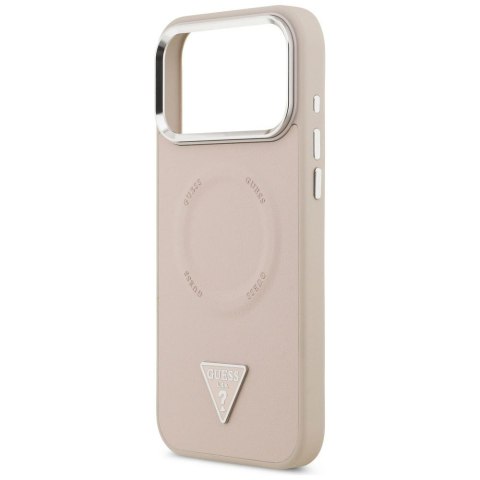 GUESS futerał do IPHONE 17 Pro kompatybilny z MagSafe GUHMP17LPSDTSCMP (PU W/ Triangle Logo) różowy