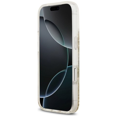 GUESS futerał do IPHONE 17 Pro kompatybilny z MagSafe GUHMP17LRGRGED (Resin Bottom Glitter) złoty