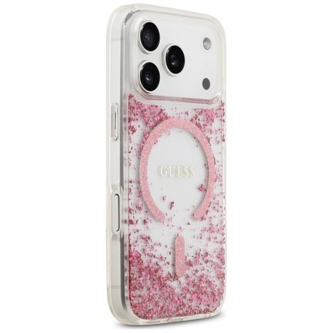 GUESS futerał do IPHONE 17 Pro kompatybilny z MagSafe GUHMP17LRGRGEP (Resin Bottom Glitter) różowy
