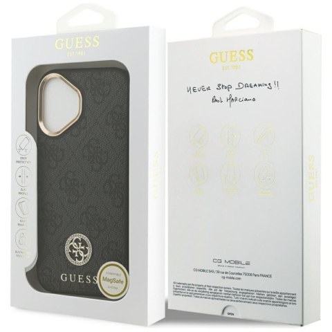 GUESS futerał do IPHONE 17 kompatybilny z MagSafe GUHMP17SP4GRMDEK (PU W/ 4G Strass Logo) czarny