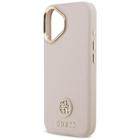 GUESS futerał do IPHONE 17 kompatybilny z MagSafe GUHMP17SPGCRMDEP (PU W/ Grained Strass Logo) różowy
