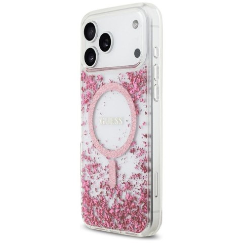 GUESS futerał do IPHONE 17 Pro Max kompatybilny z MagSafe GUHMP17XRGRGEP (Resin Bottom Glitter) różowy