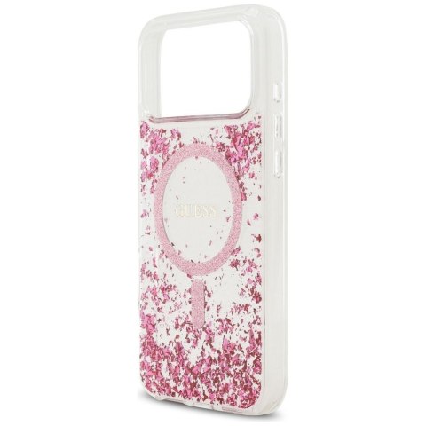 GUESS futerał do IPHONE 17 Pro Max kompatybilny z MagSafe GUHMP17XRGRGEP (Resin Bottom Glitter) różowy
