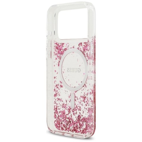 GUESS futerał do IPHONE 17 Pro Max kompatybilny z MagSafe GUHMP17XRGRGEP (Resin Bottom Glitter) różowy