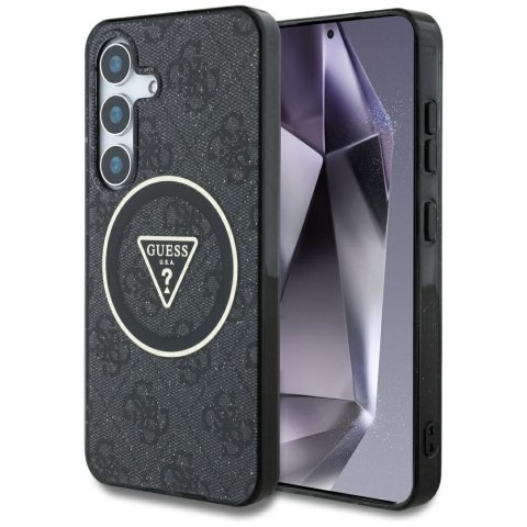 GUESS futerał do SAMSUNG S25 GUHMS25SHG4PRTGK (Magnetic IML Metal Glitter 4G Circle Triangle) czarny
